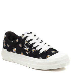 Rocket Dog Cheery Daisy Print Black Low Top Comfort Insole Sneaker Size 8.5 New